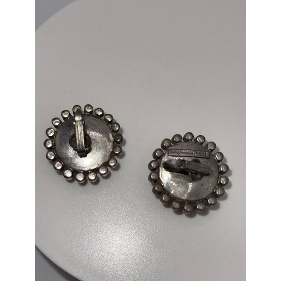 Vintage Nettie Rosenstein Faux Pearl Earrings With Rhinestone Halo - Picture 8 of 16